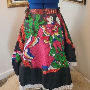Vintage 60s souvenir Mexican handmade dancing lady circle skirt